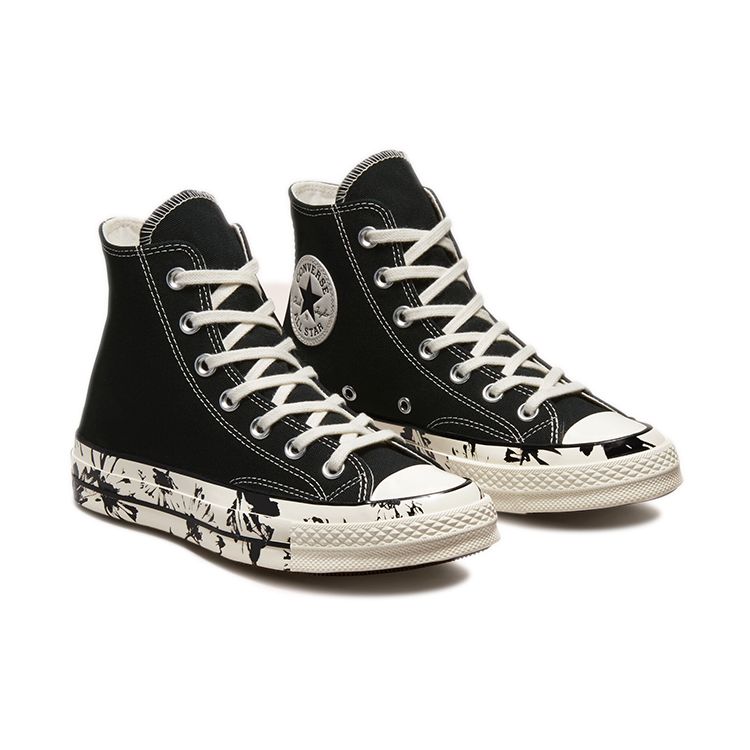 Converse Женские кроссовки Chuck 70 High Hybrid с цветочным принтом черно-белые 571387C