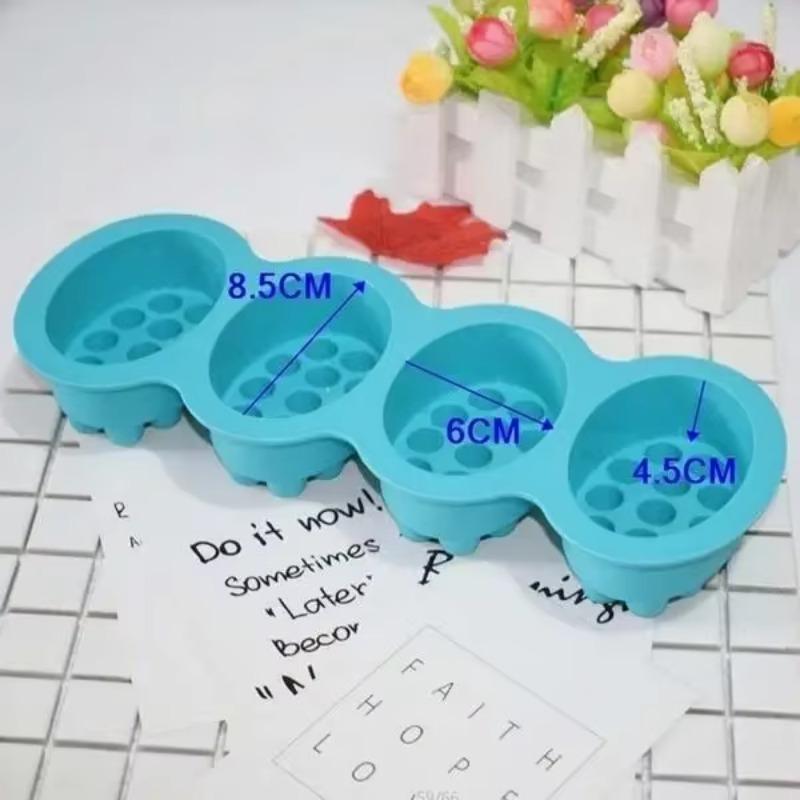 4 Hole Oval Massage Soap Silicone Mold DIY Multicavity Geometry Round Candle Resin Making Tool Cake Baking Mould Gift