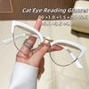 Fashion Metal Cat Eye Reading Glasses Women's Anti Blue Light High-definition Goggles Optical Prescription Eyeglasses 0 TO +4.0