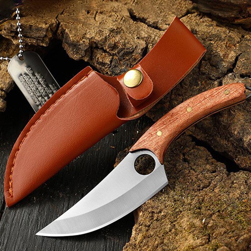 Кованый кухонный нож для разделки мяса, острый нож для повара, нож для обвалки мяса, нож для очистки овощей и фруктов, универсальный нож для рыбалки с ножнами