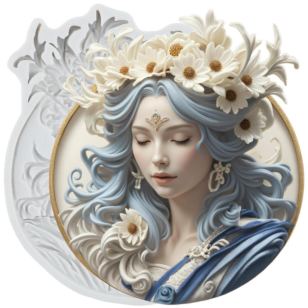 Cameo with Picture Frame Silicone Molds Lady Avatar Fondant Mold Cake Decorating Tools Cupcake Topper Candy Chocolate Gumpaste Mold