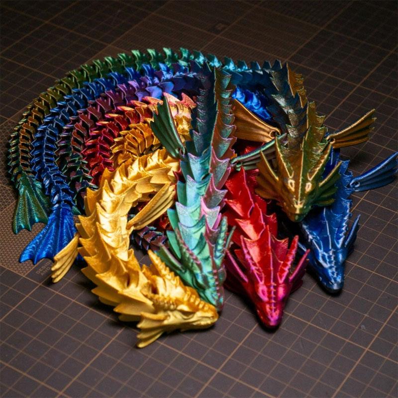 3D Printed Water Dragon Antistress Full Body Joints Creative Toys Crafts Ornaments Home Desktop Decoration Figurines Statue Gift