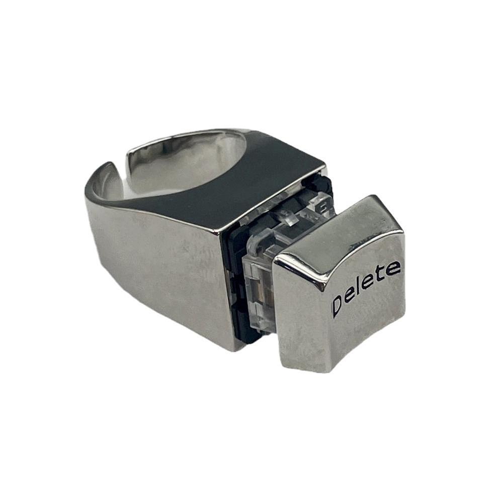 Vent Keyboard Delete Anything Rings Metal Statement Rings Jewelry Creative Spindle Tester Ring