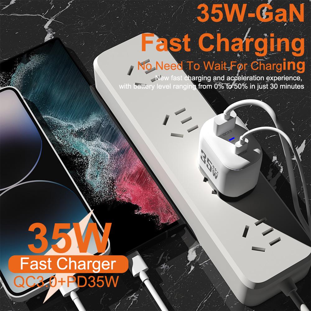 35W QC 3.0 PD Fast Charger GaN USB - EU & US Standard