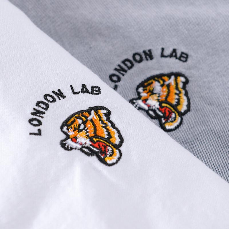 Рубашка мужская из хлопка Oxford Woven, модная, повседневная, с вышитым тигром, хипстерская, мужская, универсальная, мужская