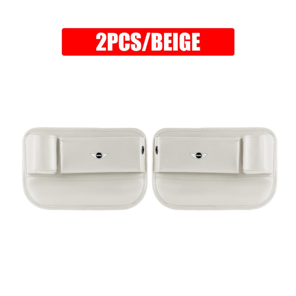 CBEJ7 Leather Car Seat Gap Crevice Storage Box Organizer Cup Holder For MINI Cooper S JCW WORKS R55 R56 F55 F56 R57 R58 R59 CLUB MAN