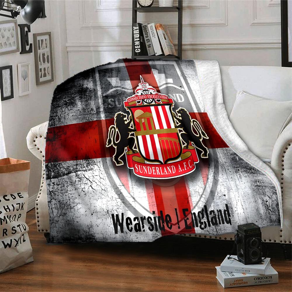 Sunderland Crest Flannel Blanket, Soft Polyester, Modern Design, All-Season for Camping, Travel, Gifts for holidays or birthdays