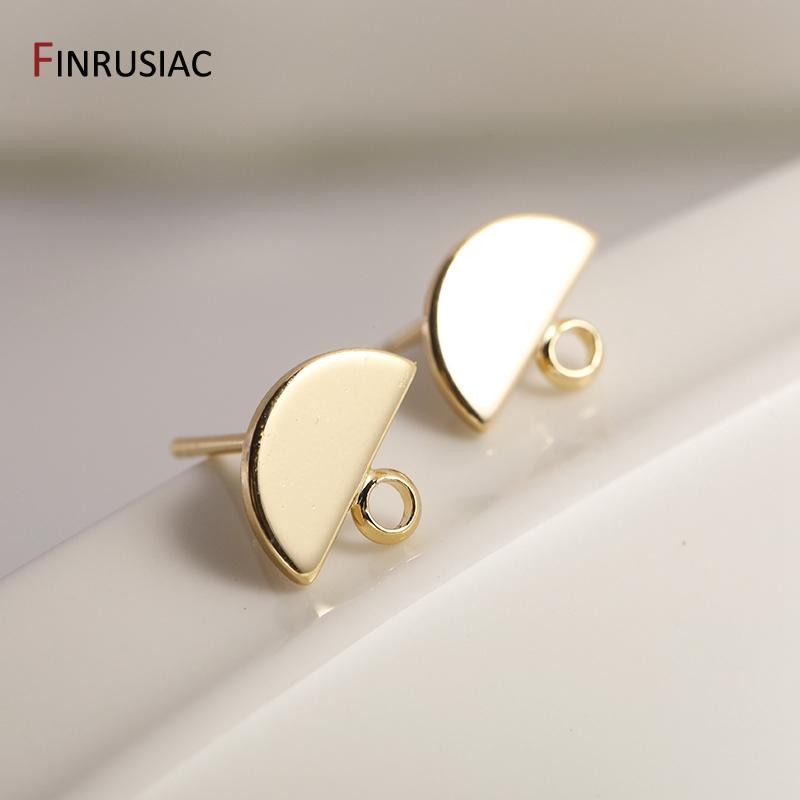 Серьги-гвоздики из латуни с покрытием 14K, форма полумесяца, 12.5мм*10мм, с колечком 3мм, принадлежности для изготовления серег DIY