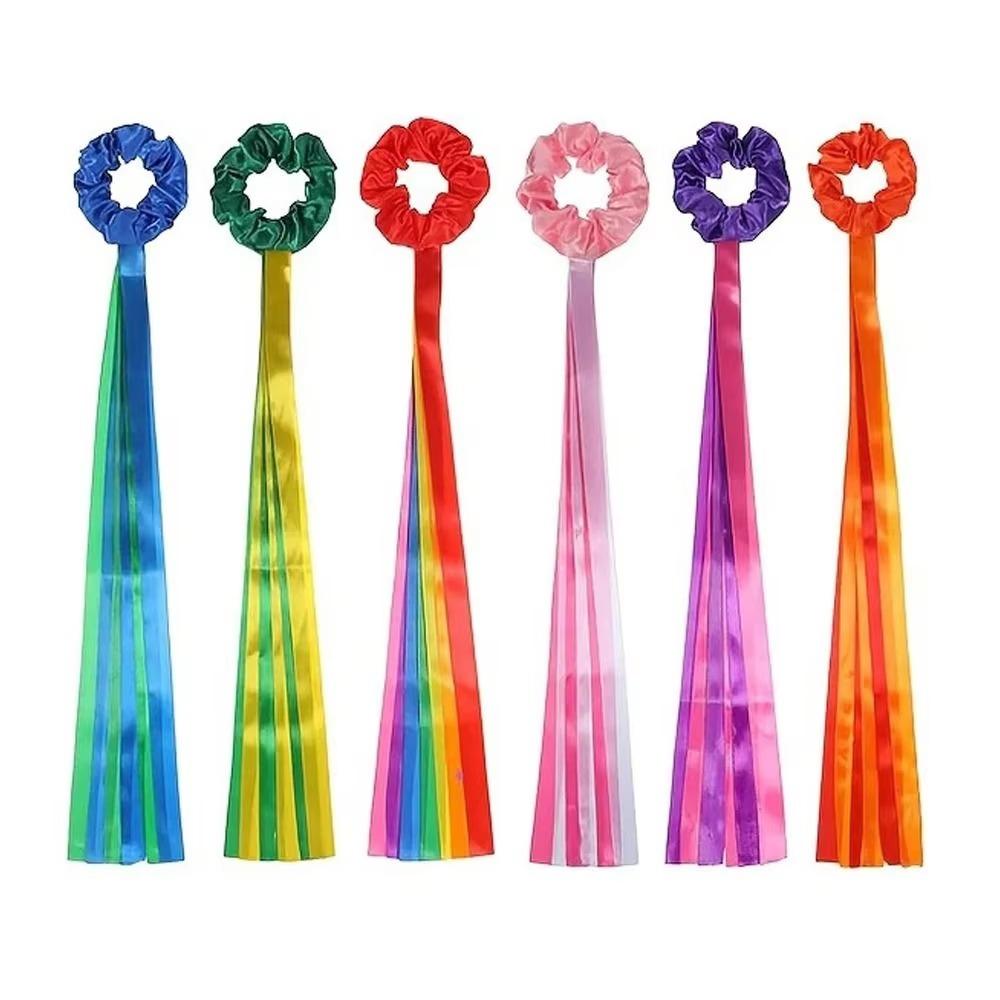 6Pcs Multicolor Wrist Streamers Multi-purpose Rainbow Dance Ribbons Dance Party
