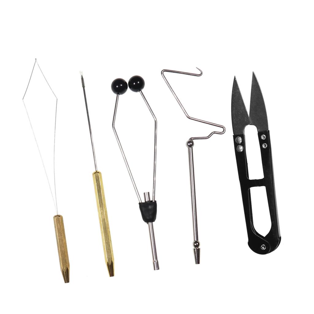 6pcs Fly Tying Tools Combo Kit Fly Tying Vise Bobbin Holder Threader Needle Whip Finisher Scissors