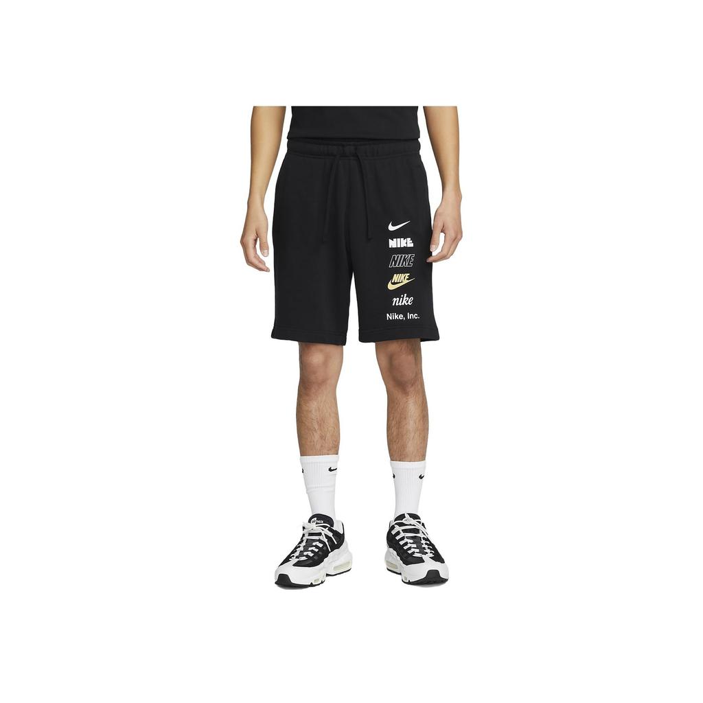 Nike Alphabet Print Drawstring Straight-Leg Shorts Men Bottoms Black FB8831-010