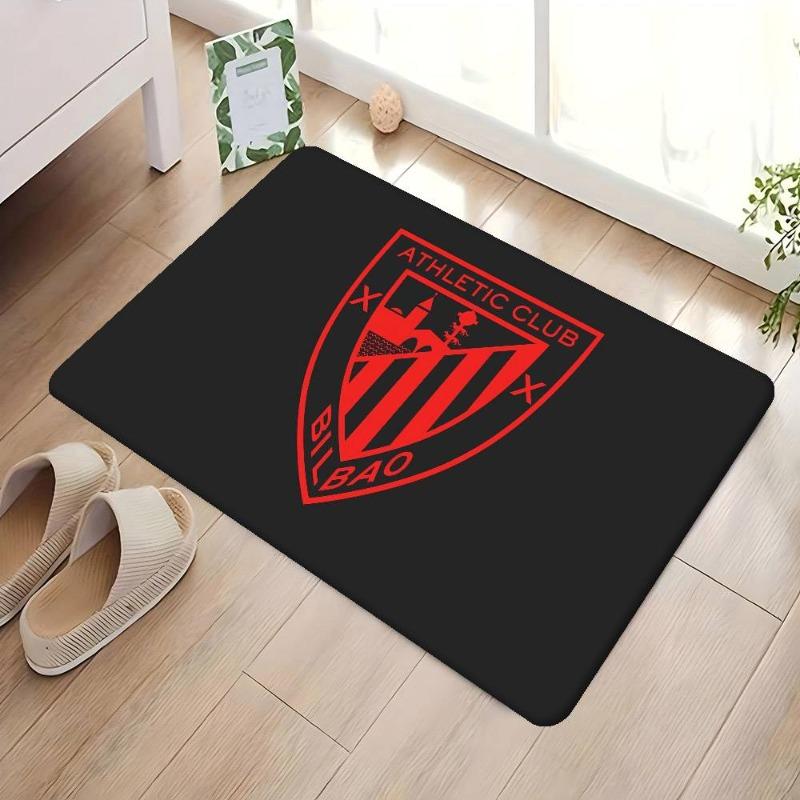 Athletic Club Bilbao Rectangular Doormat Red White Stripes Football Logo Non Slip Floor Mat Soccer Fan Entrance Home Decor