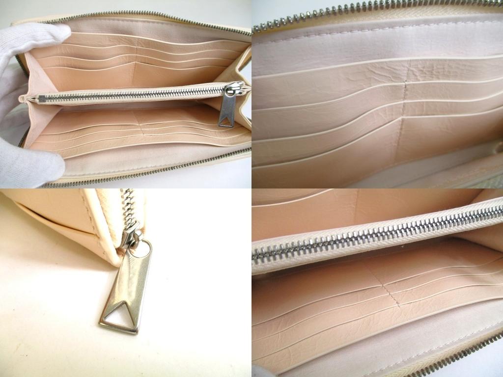 Authentic BOTTEGA VENETA Cassette Pink Beige Paper Calf Leather Zip Around Wallet #a878  Refurbished