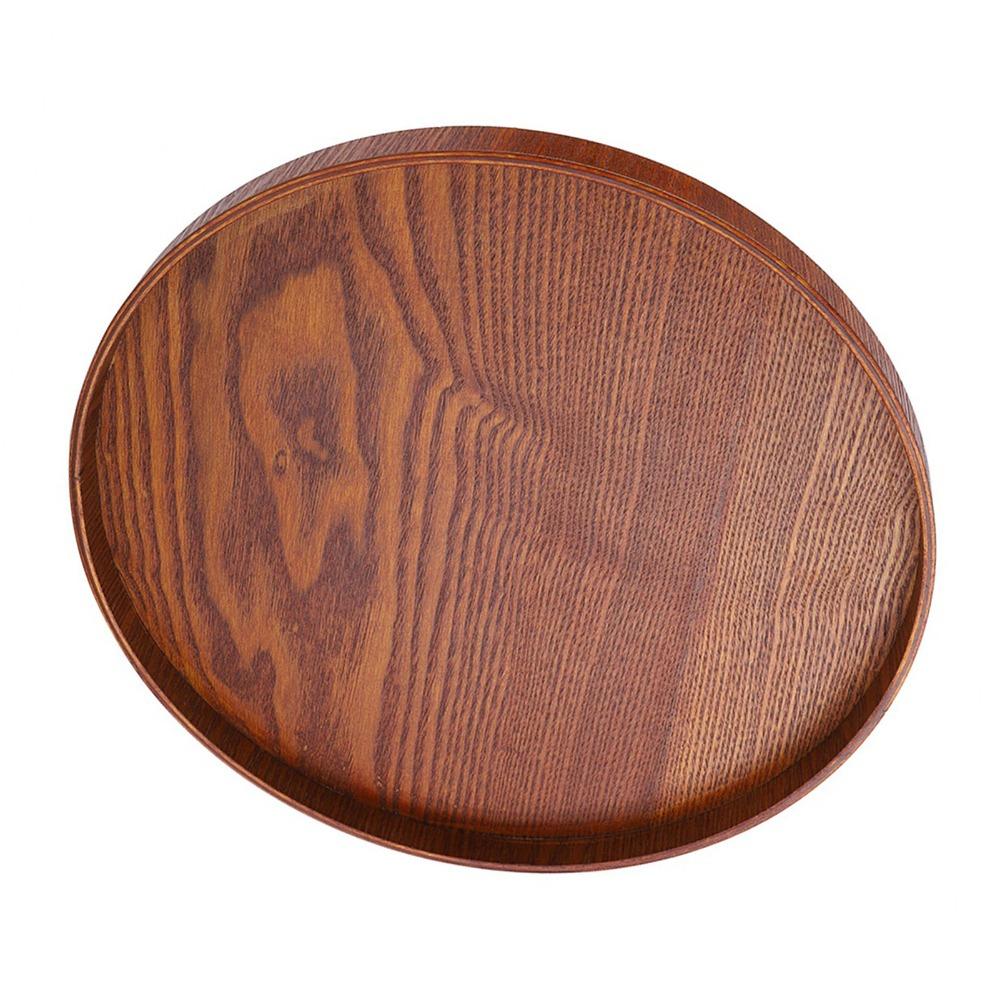 Solid Wood Wooden Plate Round Shape Food Server Coffee Serving Tea Tray  Restaurant