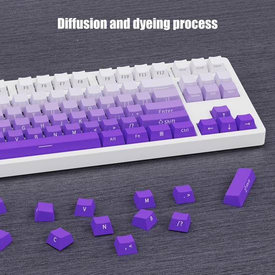 1 комплект градиентных цветных клавишных колпачков для клавиатуры, 136 клавиш, механическая клавиатура, OEM-профиль, светопропускающая клавиатура с боковой гравировкой, сменные аксессуары
