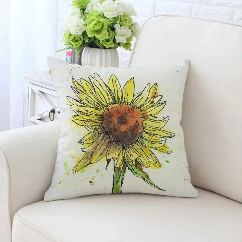Роскошный домашний декор, наволочка для автомобиля, гостиной, дивана, чехол для подушки с рисунком подсолнуха и девушки