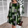 Color Block Geometric Pattern Print Long Sleeve Women's Dresses