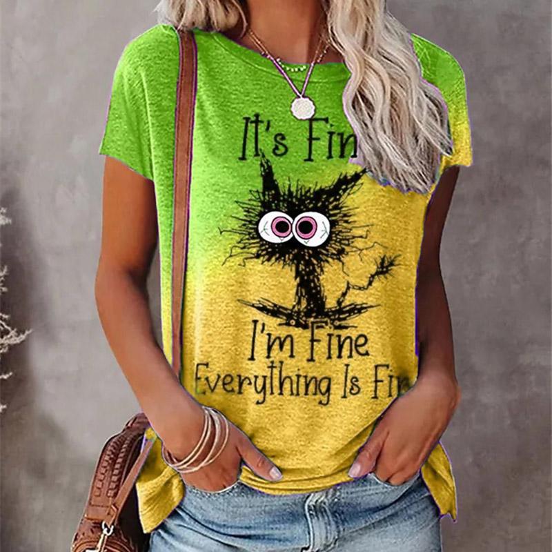 Fashion Women Black Carbon Hairball T Shirt Funny Casual O-neck Short Sleeves T-shirt Summer Female Tee Shirt for Women