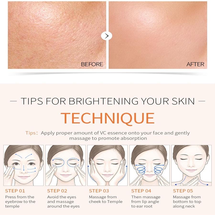 LAIKOU Отбеливающая сыворотка для лица с витамином С, удаление темных кругов, веснушек, пятен, меланин, увлажняющая, осветляющая эссенция для лица