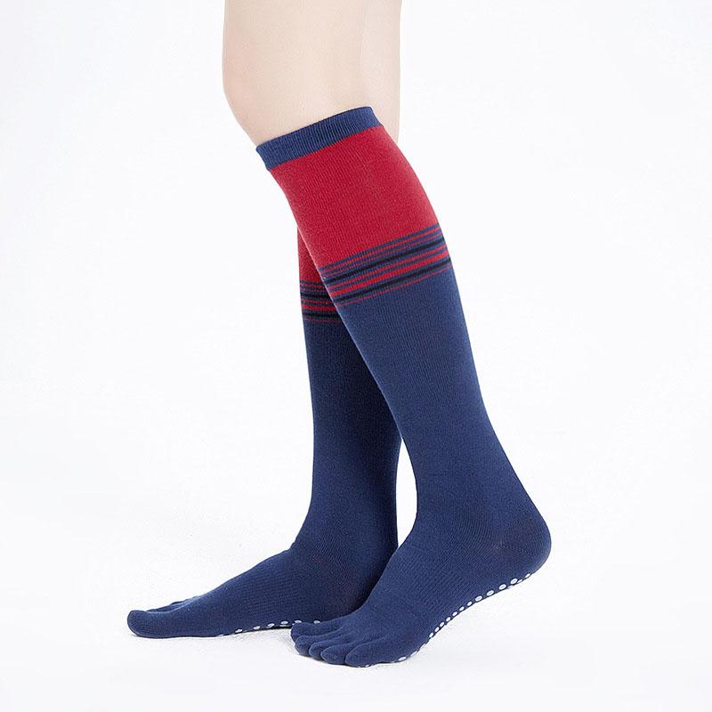 Длинные нескользящие чулки с пятью пальцами, высокие носки до колена, женские, осенние, зимние, спортивные, танцевальные, йога, пилатес, носки с пальцами