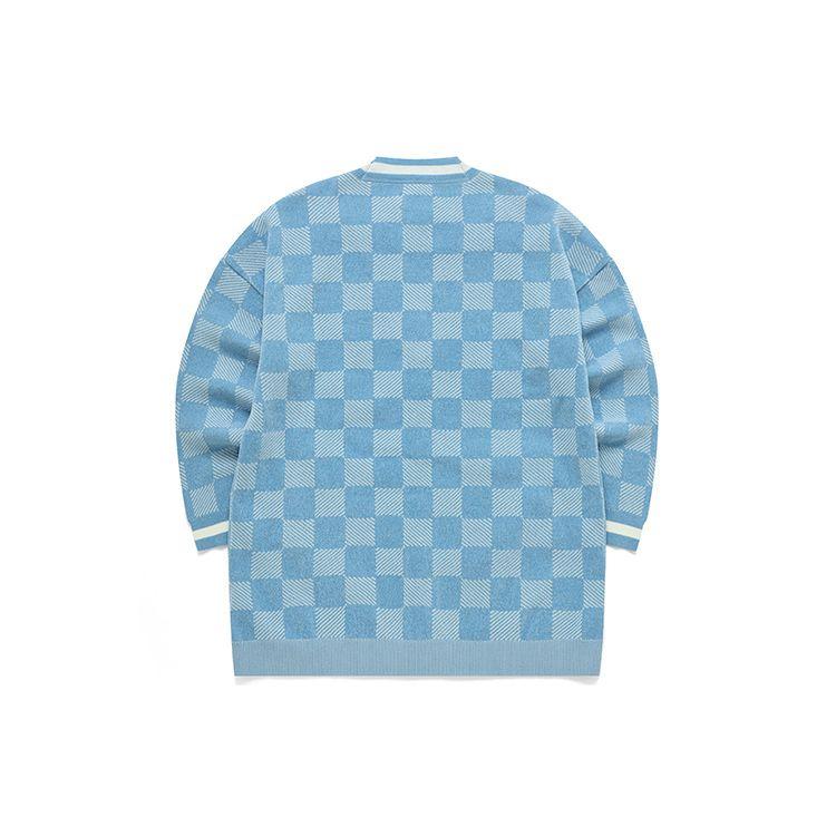 Fila Logo Jacquard Checkered Sports Knit Top Women Tops Cloud-Blue F11W211407FLB