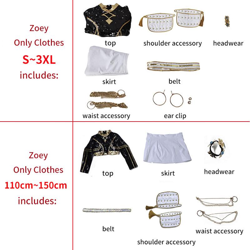 Охотники на демонов Руми Зои Мира Косплей Костюм Парик Черный Костюмы для сценических выступлений K-pop Идол Ролевая игра Наряды на Хэллоуин Карнавал