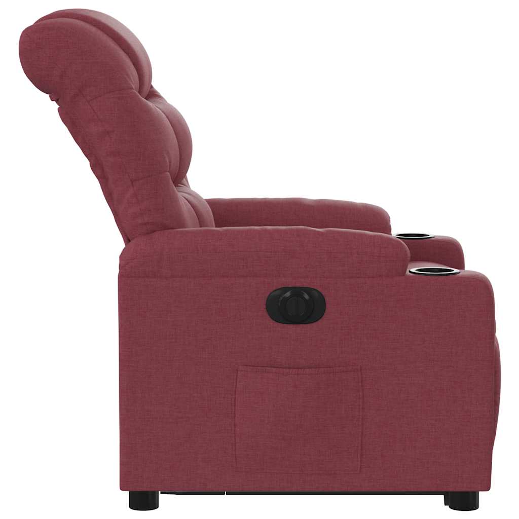 Electric Recliner Chair with Rising Function Burgundy Fabric