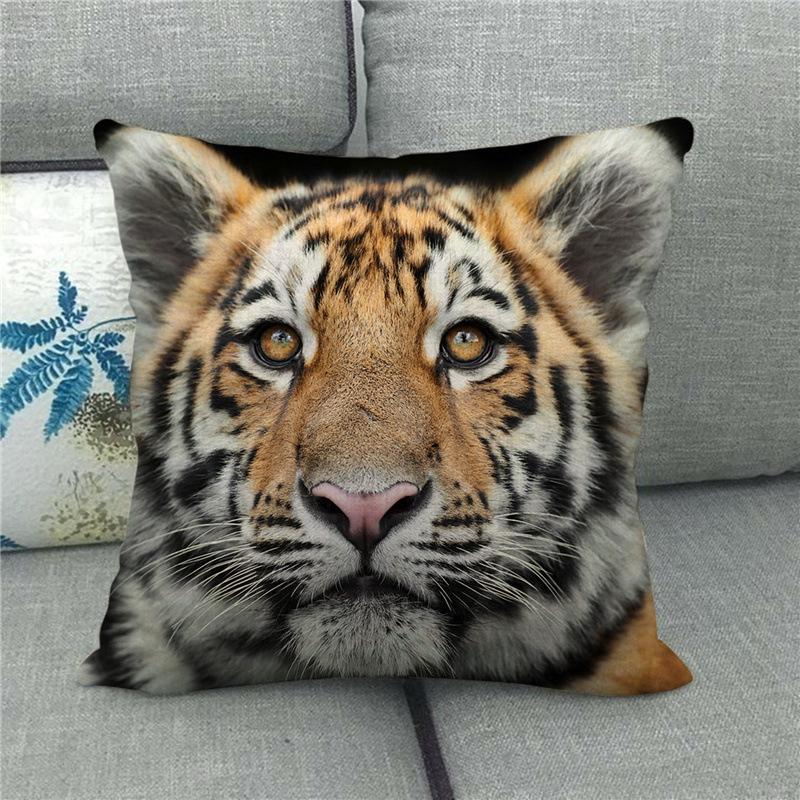 Feline Animals: Tigers, Wolves Digital Printing Short Plush Pillow Covers For Car Sofa Office Cushion Cover Home Goods