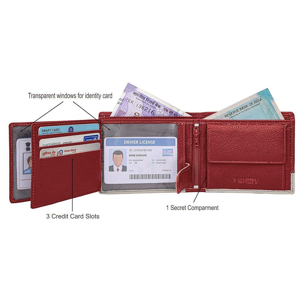 Сиэтл красный/песочный кожаный кошелек для мужчин