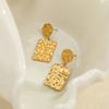 GEMCHIC Women's Gold Plated Geometric Dangle Earrings for Women, Fashion Textured Rectangle Drop Studs Jewelry