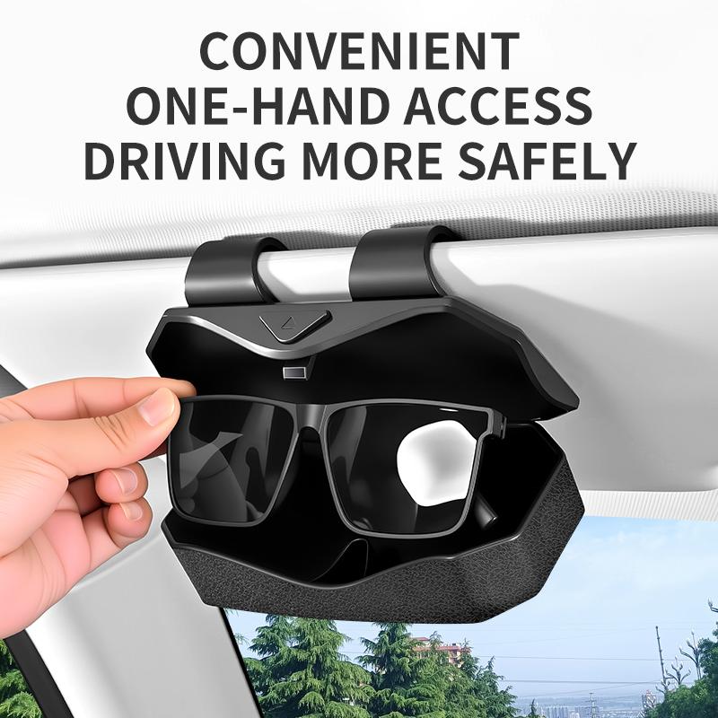 Car Glasses Case With Scratch Resistant Interior, Sun Visor Sunglass Storage Box, Universal Clip Holder For Vehicle Accessory