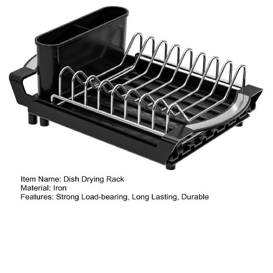 Dish Drying Rack with Cutlery Holder Large Capacity Strong Load-bearing Countertop Extendable Dish Rack with Drain Board