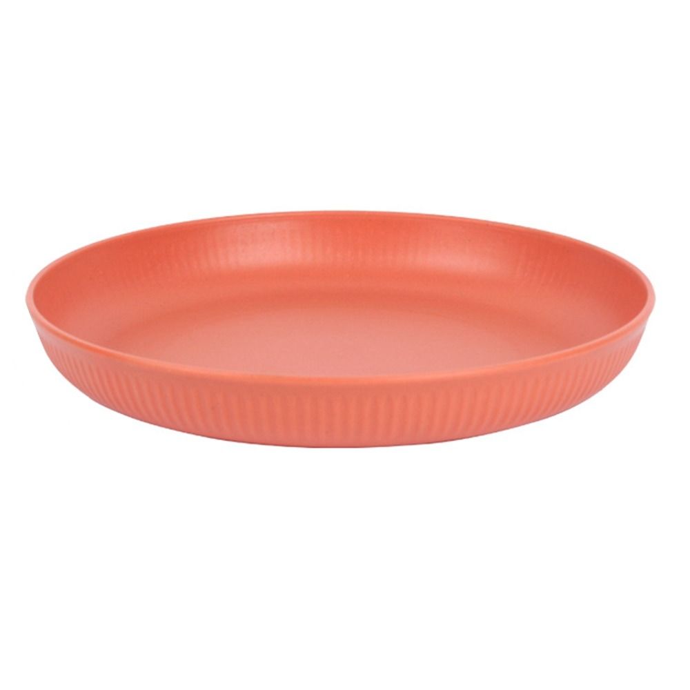 Круглый вертикальный узор, тарелка для еды из пшеничной соломы, интегрированный формовочный пластиковый поднос для фруктов, детский