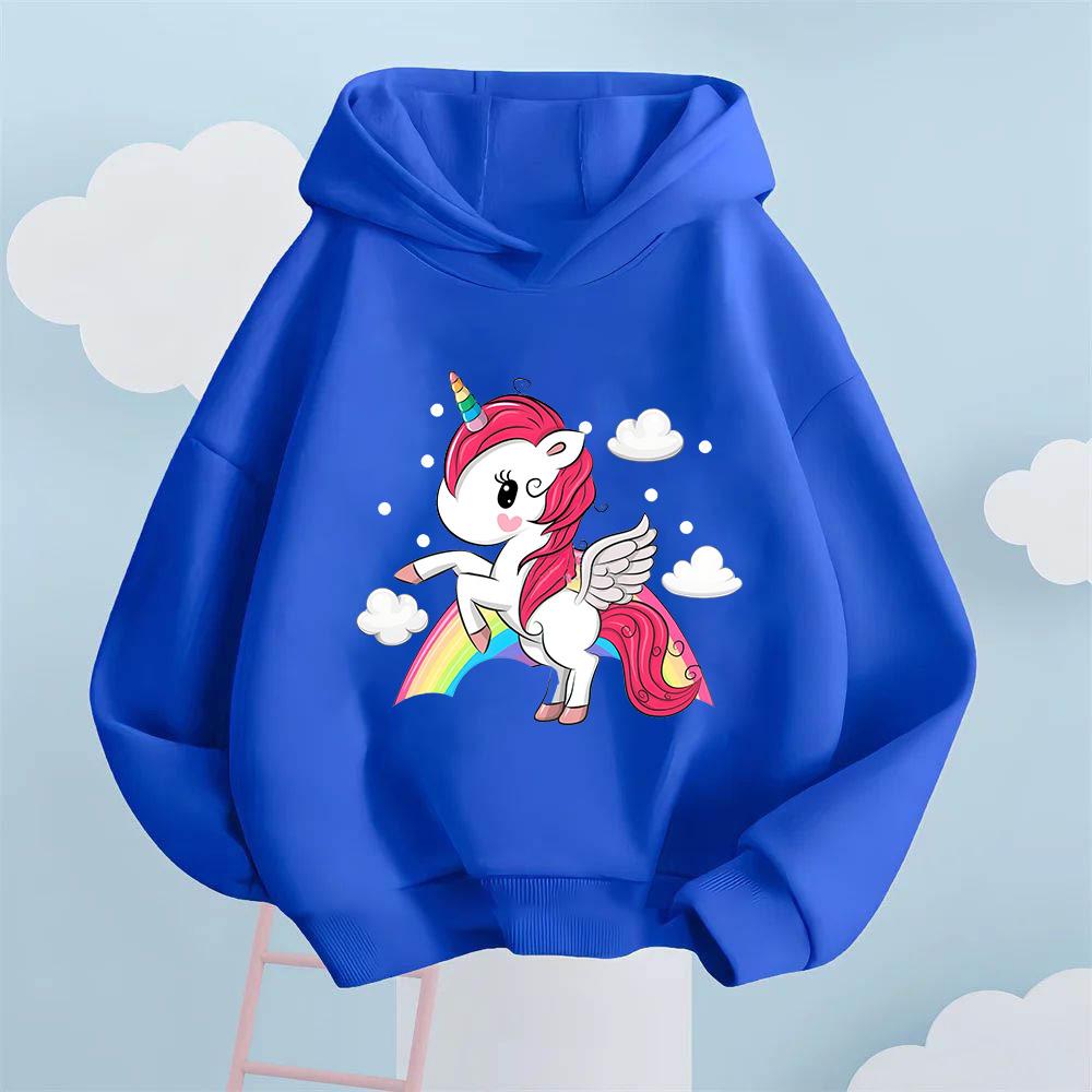 Креативная детская толстовка с рисунком радужной лошади для мальчиков и девочек, молодежный стиль, повседневная плюшевая толстовка с капюшоном