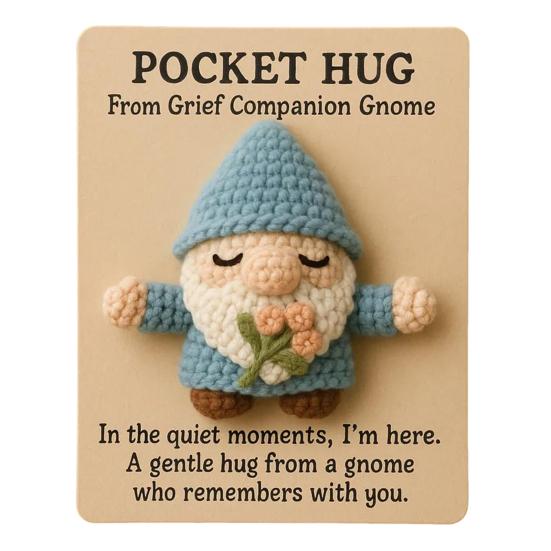 Pocket Hug Gnome Handmade Crochet Gnome with Inspirational Positive Card Mini Stress Relief Companion Doll Encouragement Gifts for Family Friends