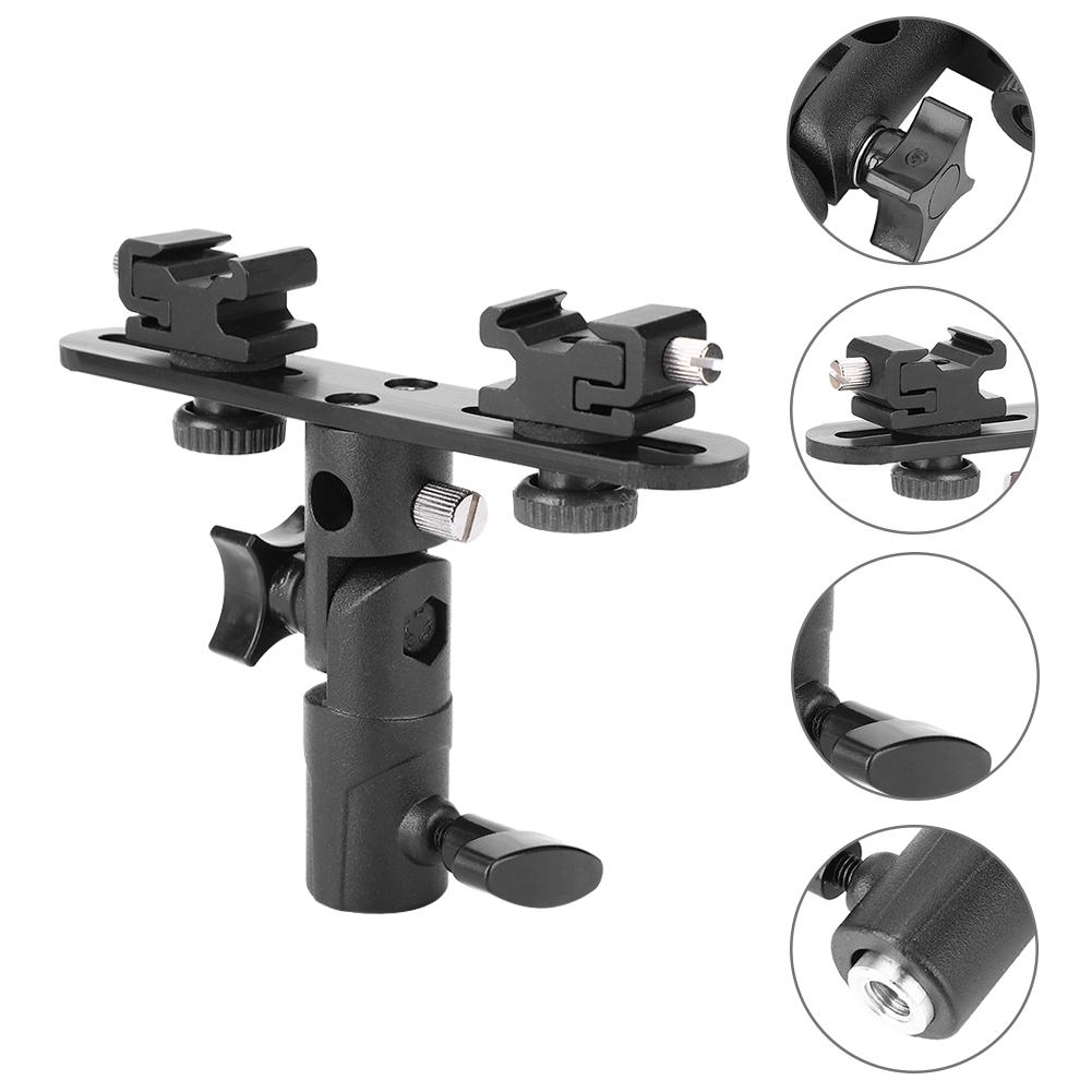 Dual Hot Shoes Flash Lamp Mount Holder Bracket For Camera Video Camcorder