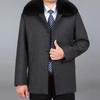 Men Wool Coat Autumn Wool Blend Jacket Winter Thick Woolen Coat Mens Pea Coat Real Rabbit Fur