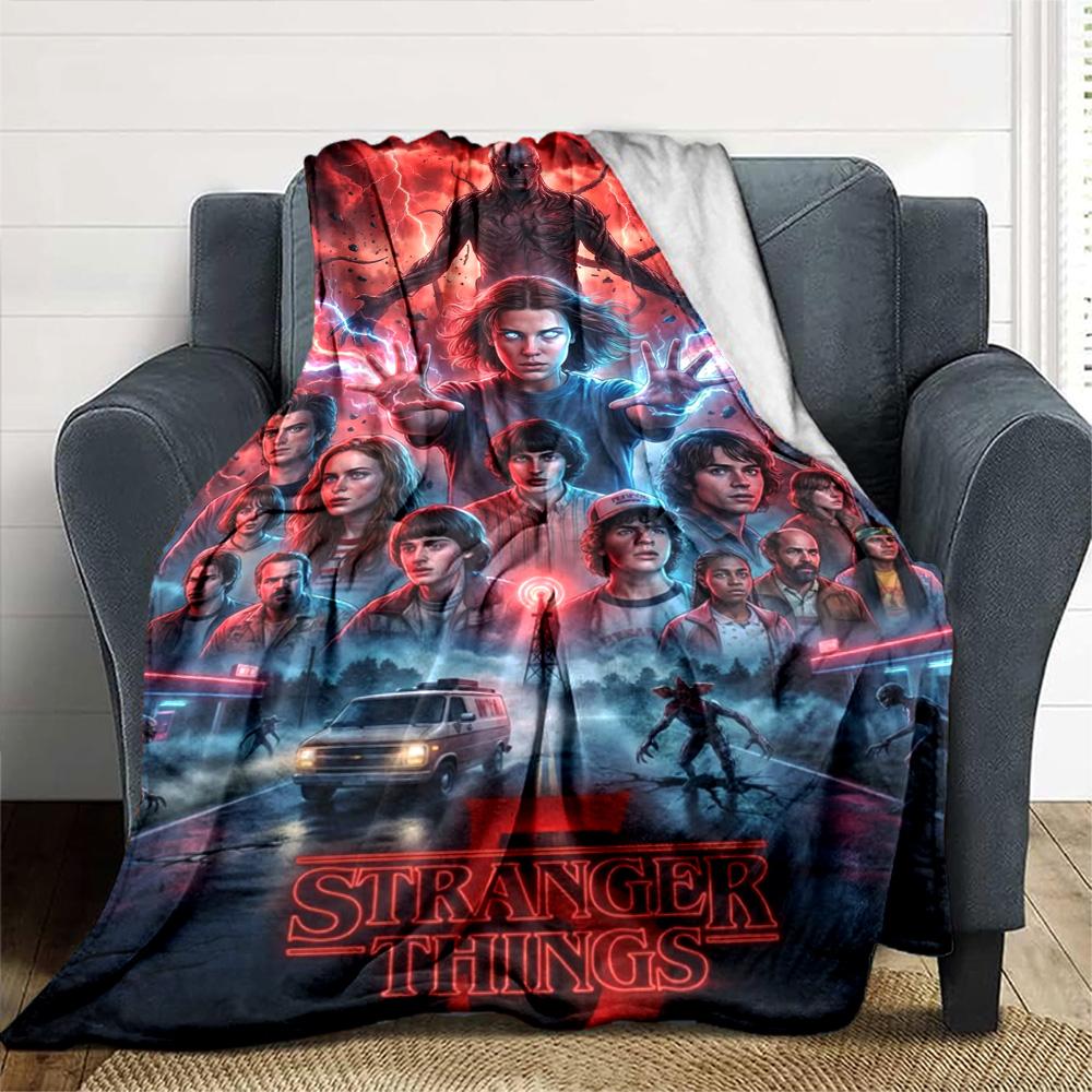 Stranger Print Flannel Blanket High Quality Warm Comfortable Cover for All Seasons Perfect for Gifts Home Decor
