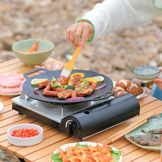 Barbecue Plate Non Stick Heat Resistance Wear-Resistant Smooth Surface Iron Picnic Barbecue Grill Pan Outdoor Supply