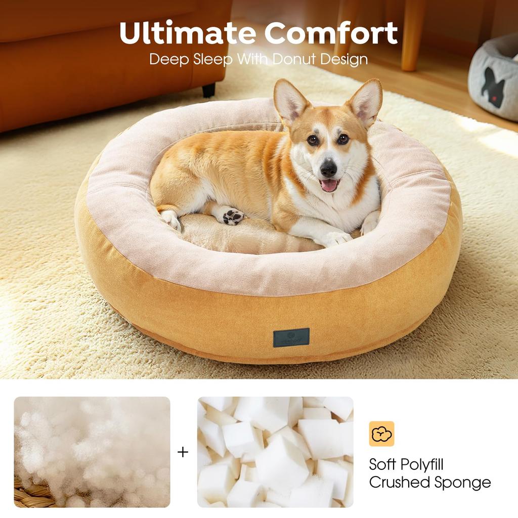 Veehoo Собака Кошка Собака Кошка Питомец Собака Круглый Питомец Кошка Собака Теплый Питомец Пончик Питомец Теплый для Холодного Холодного Для Маленького Питомца Милая Кровать-пончик для Маленьких и Средних Диаметр 75см