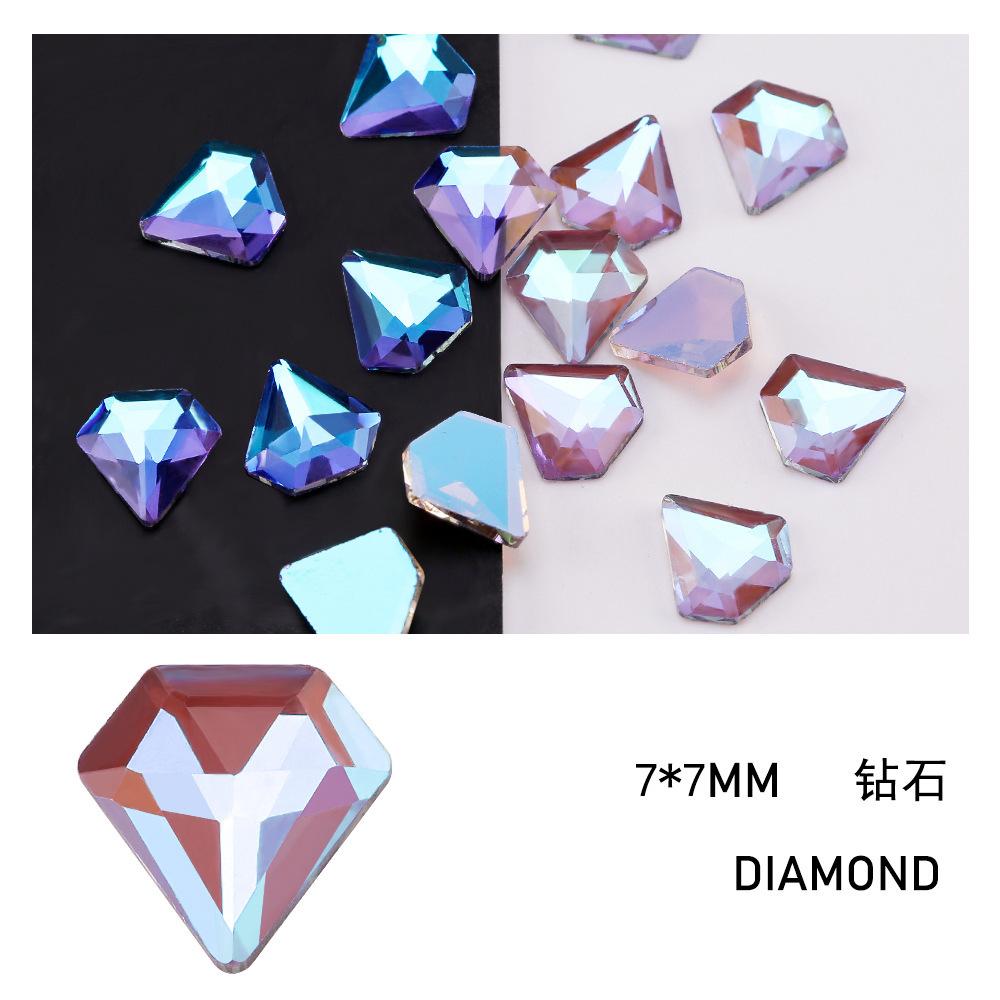 Aurora Phantom Purple Nail Art Flat Bottom Special-Shaped Diamond Diy Manicure Nail Art Jewelry