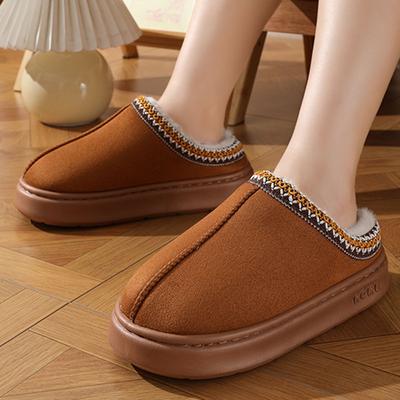 Женские плюшевые тапочки на толстой платформе, удобная мягкая подошва, теплая зимняя обувь для женщин, нескользящие хлопковые тапочки для дома и спальни