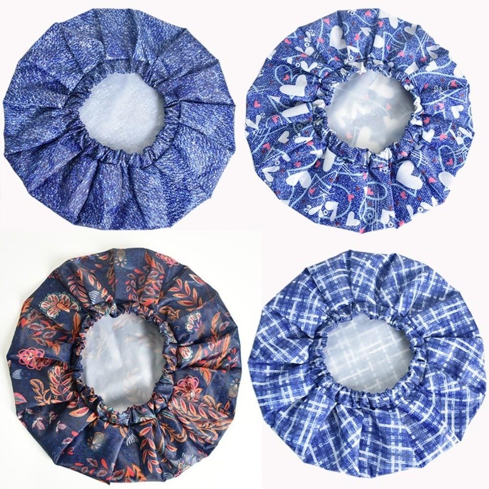 Waterproof Double Layer Bath Cap Anti-Fouling Shampoo Cap Print Hat Shower Cap  Swimming