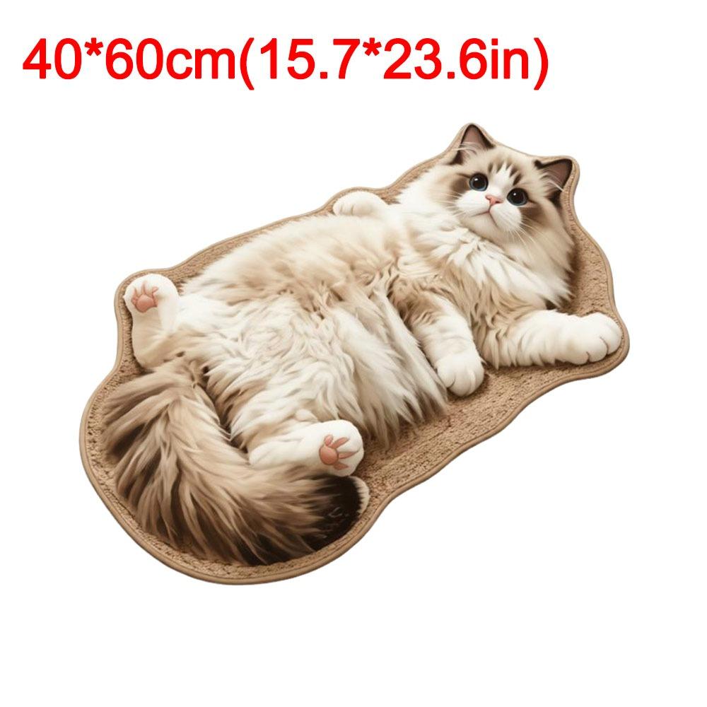 Special-shaped Cat Floor Mat Absorbent Animal Door Mat Cute Cat Shaped Rug Bedroom Decor