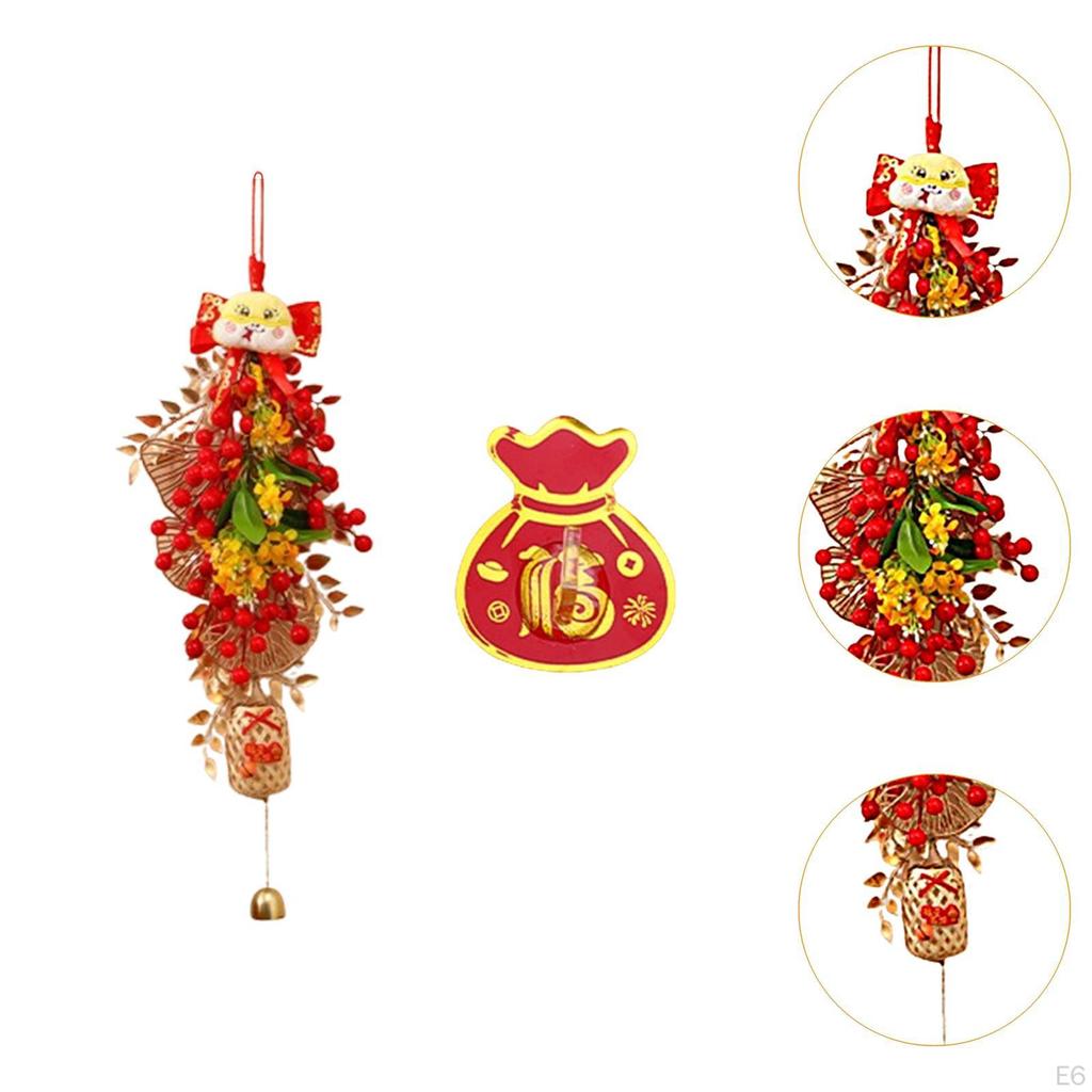 Chinese Year Decoration Artificial Wreath for Front Door Accessories with Hook Crafting