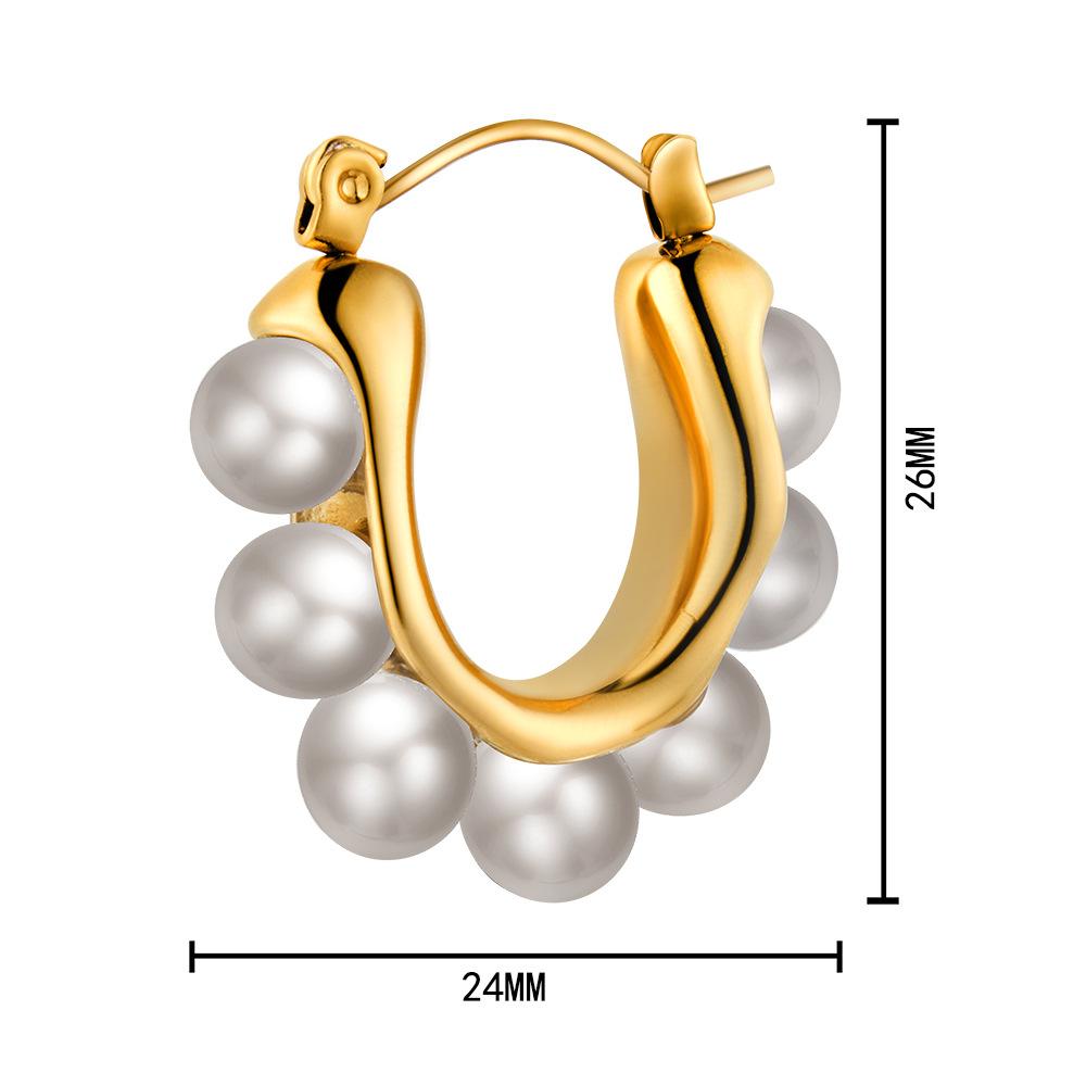 Серьги из нержавеющей стали с жемчугом Niche Design Light Luxury 18 Gold Womens Trend Titanium Steel Earrings