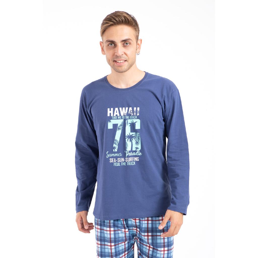 Мужской пижамный комплект с принтом и длинными рукавами 2170