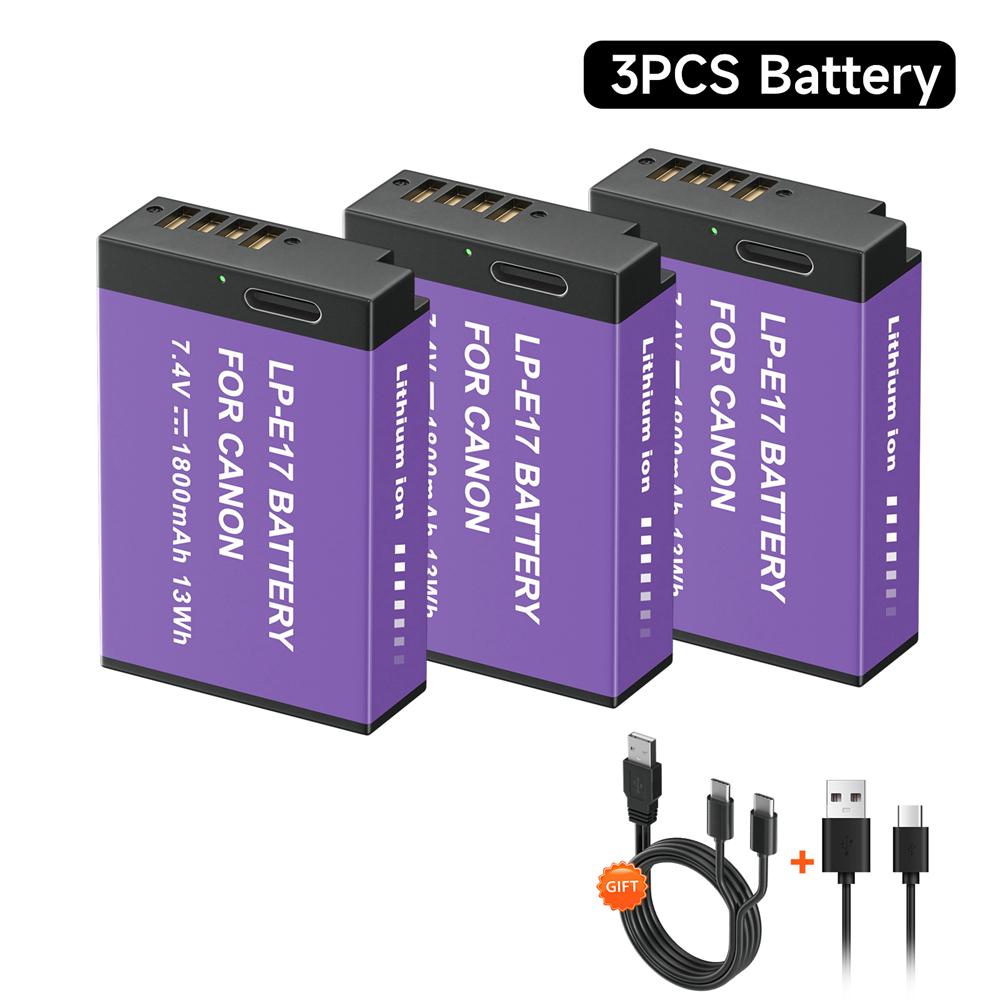 PALO Аккумулятор LPE17 LP E17 LP-E17 емкостью 1800 мАч с входом USB-C для Canon EOS RP 200 250D M3 M5 M6 750D 760D T6i T6s 800D 8000D 77D