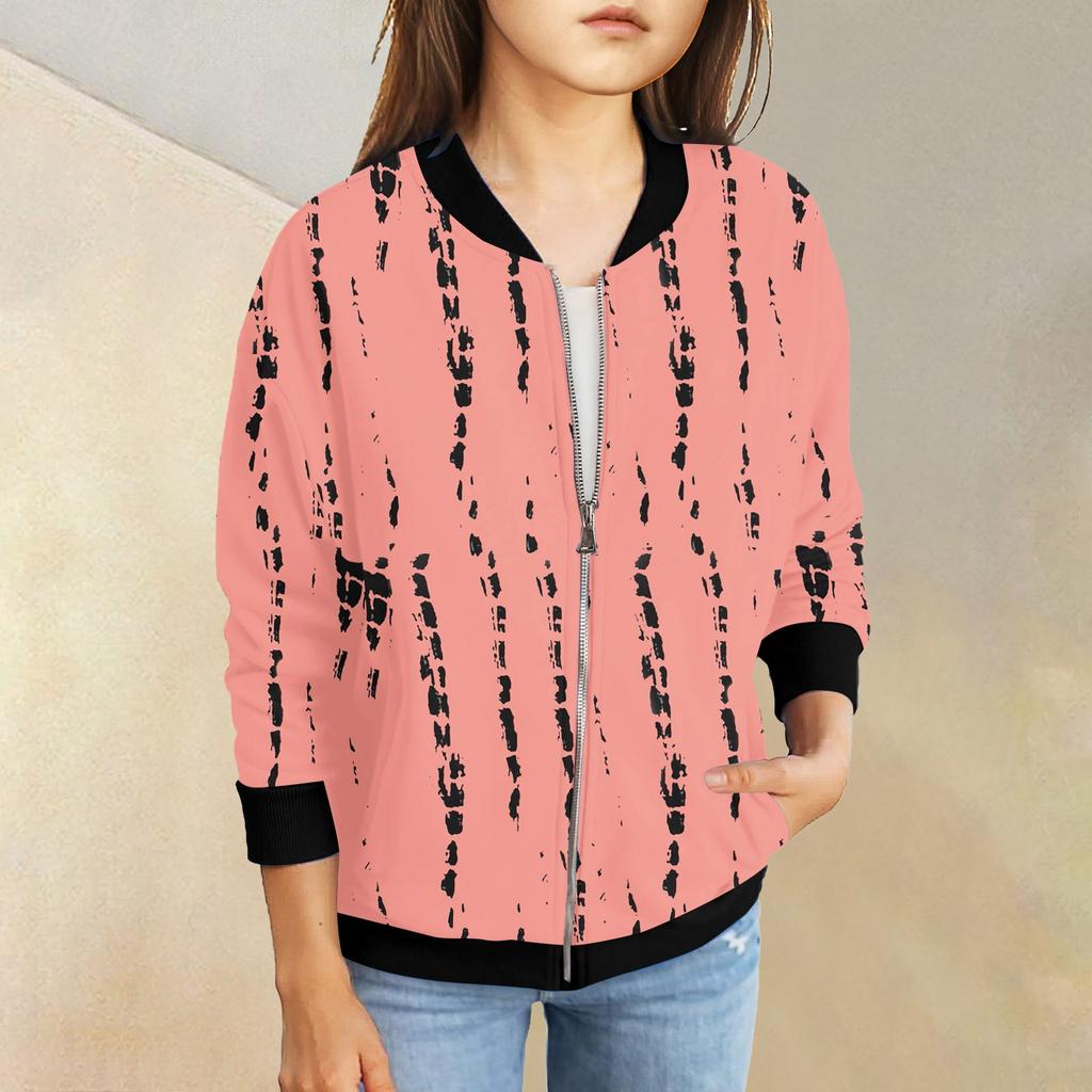 Куртки на молнии для девочек, детские осенние толстовки с длинными рукавами, верхняя одежда с карманами 5-15 лет