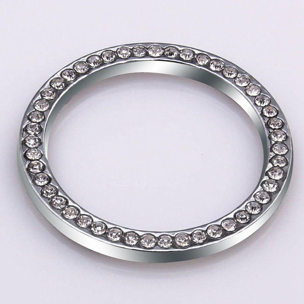 Hot Accessories Silver Circle Car Decoration Diamond Start Switch Button Ring